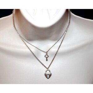 Limited Too Padlock Key Charm Pendant Necklace Vintage Y2K Deadstock NLM Girls